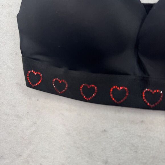 NEW - Victoria's Secret PINK Wear Everywhere Push Up Bra Size 36D Black Hearts - Picture 6 of 11